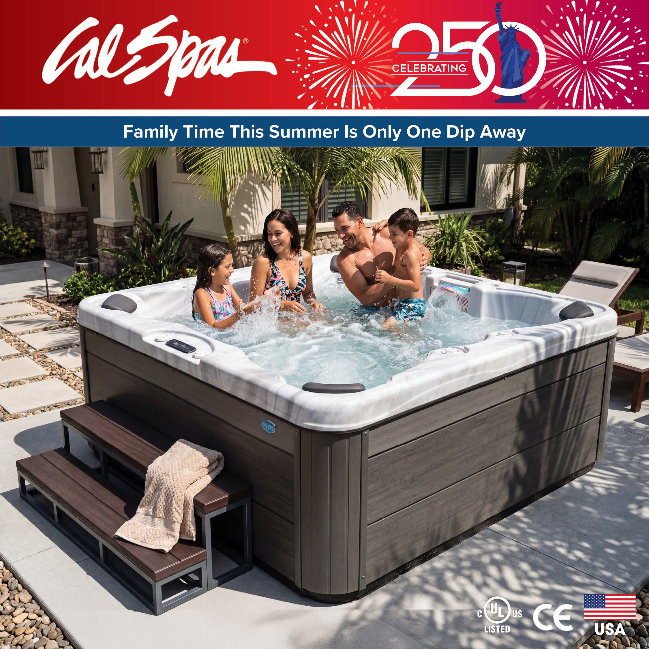 Calspas hot tub being used in a family setting - Payson